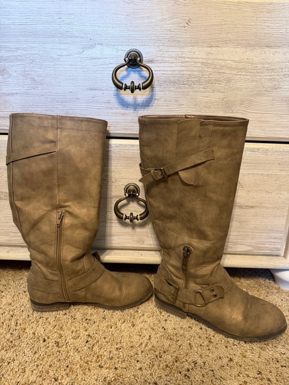 Women's London Rag Buckle Riding Boots in Taupe-8